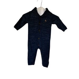 Baby GAP Blue Knit Long Sleeve Sweater Onesie Button-Up Babies’ Size 6-12 Months